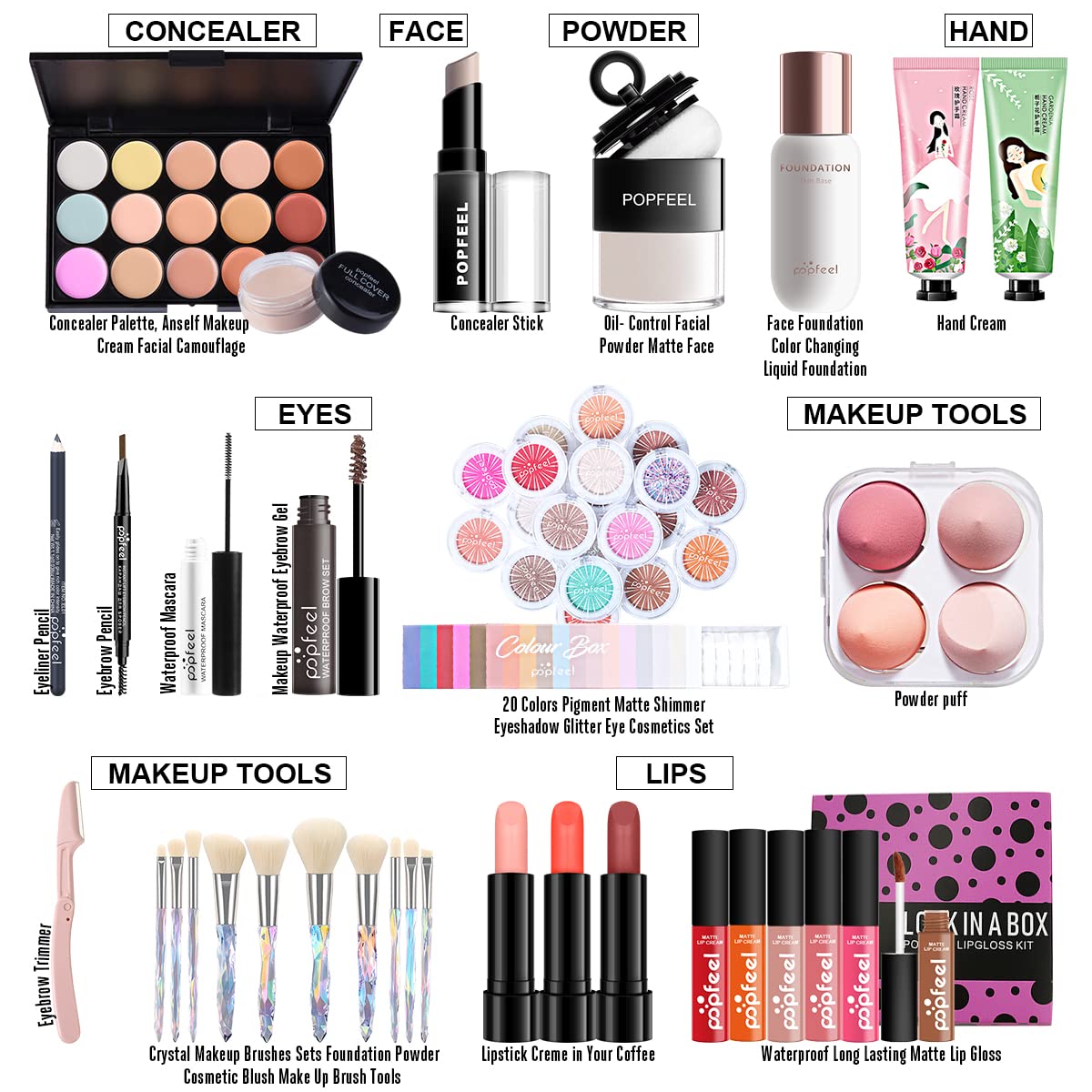 All-in-one Holiday Make up Gift Set | Makeup Kit for Women Full Kit Essential Starter Bundle Include Eyeshadow Palette Lipstick Blush Foundation Concealer Face Powder Mascara Lipgloss Brush