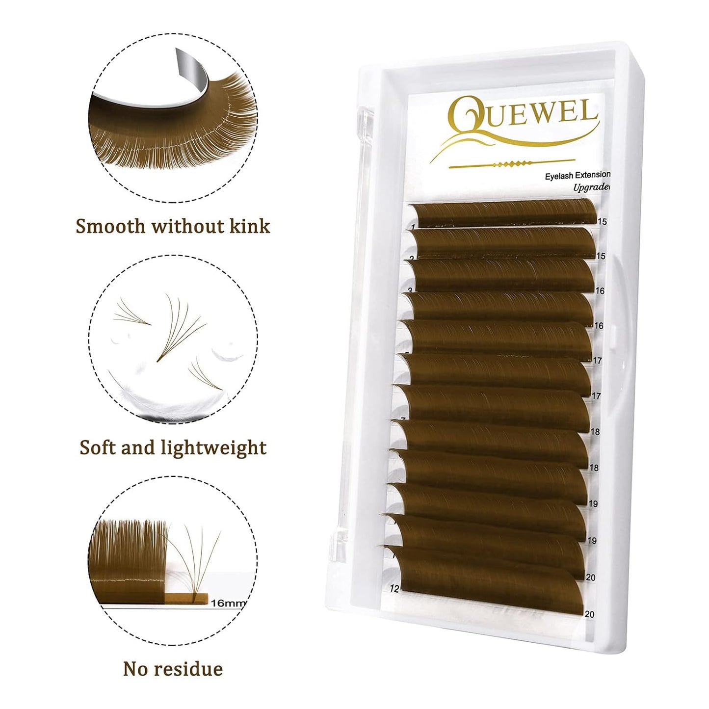 Volume Lash Extensions 0.07mm D Curl 15-20mm Brown Eyelash Extensions Easy Fan 2D-20D Self Fanning Color Lashes (Brown 0.07 D 15-20mm)