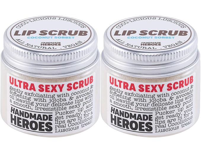 100% Natural Lip Scrub for Soft, Smooth Lips, Vegan Lip Scrub Gentle Exfoliator for Chapped and Dry Lips. 2 pc Coconut Lip Exfoliator Set lip exfoliator.