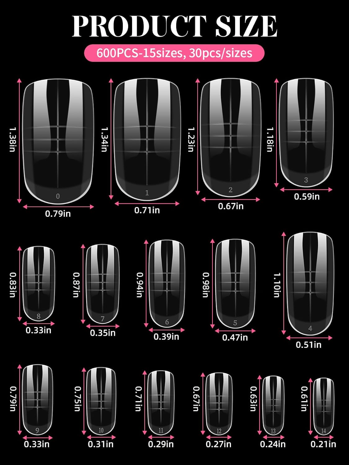 EBANKU Toe Dual Forms for Poly Gel, 150PCS French Nail Forms for Toes, Clear Poly Gel Toenails Molds for DIY Pedi Toenail Extension Kit for Salon-Quality Manicures at Home, 15 Sizes