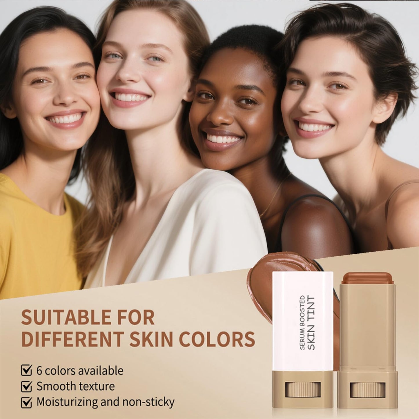 Foundation Stick - Skin Tint & Contour Stick, Serum-Boosted Beauty Balm, Buildable Coverage, Natural Finish, Long-Lasting Wear, For Many Skin Tones (04#)