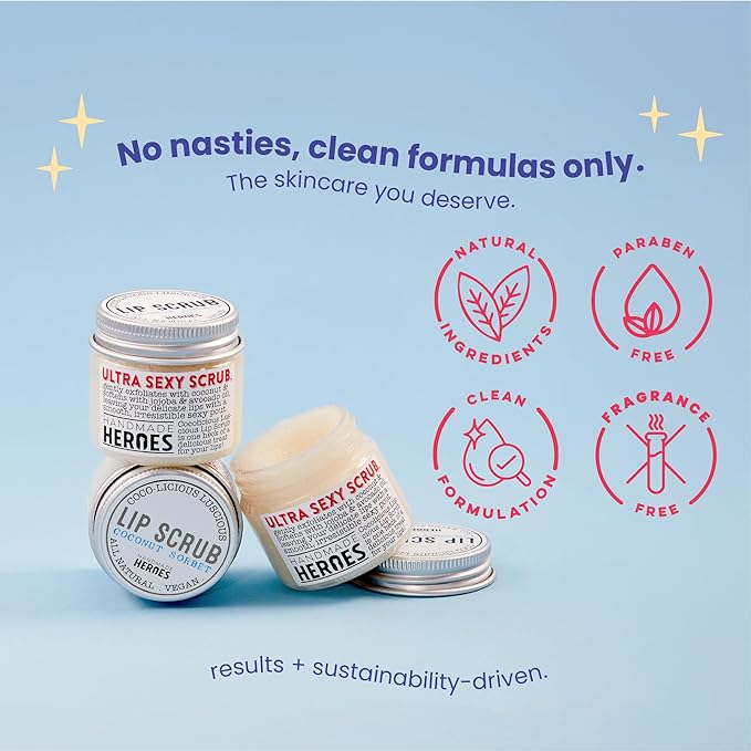 100% Natural Lip Scrub for Soft, Smooth Lips, Vegan Lip Scrub Gentle Exfoliator for Chapped and Dry Lips. 2 pc Coconut Lip Exfoliator Set lip exfoliator.