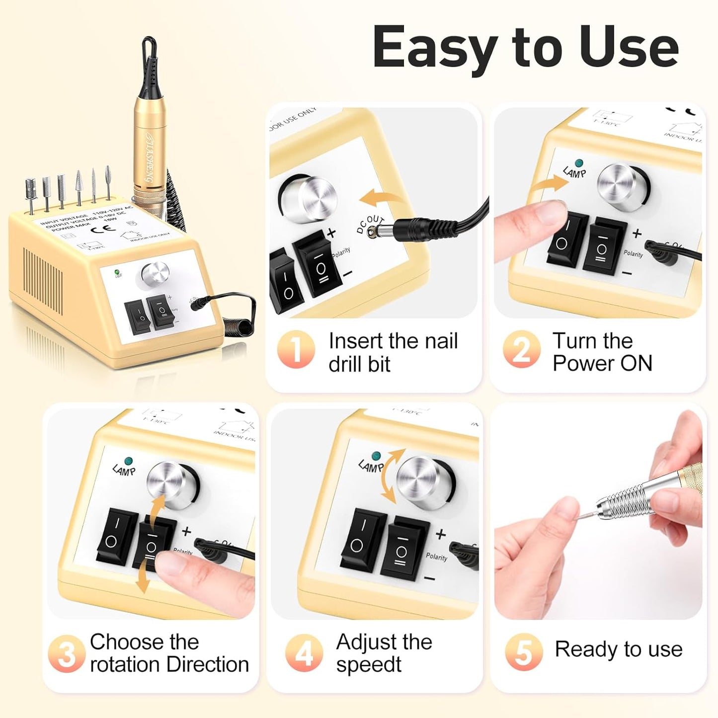 Jiasheng Electric Nail Drill, 30000rpm Professional Nail Drill Machine, Nail Drills for Acrylic Nails Professional Manicure Pedicure Kit for Woman