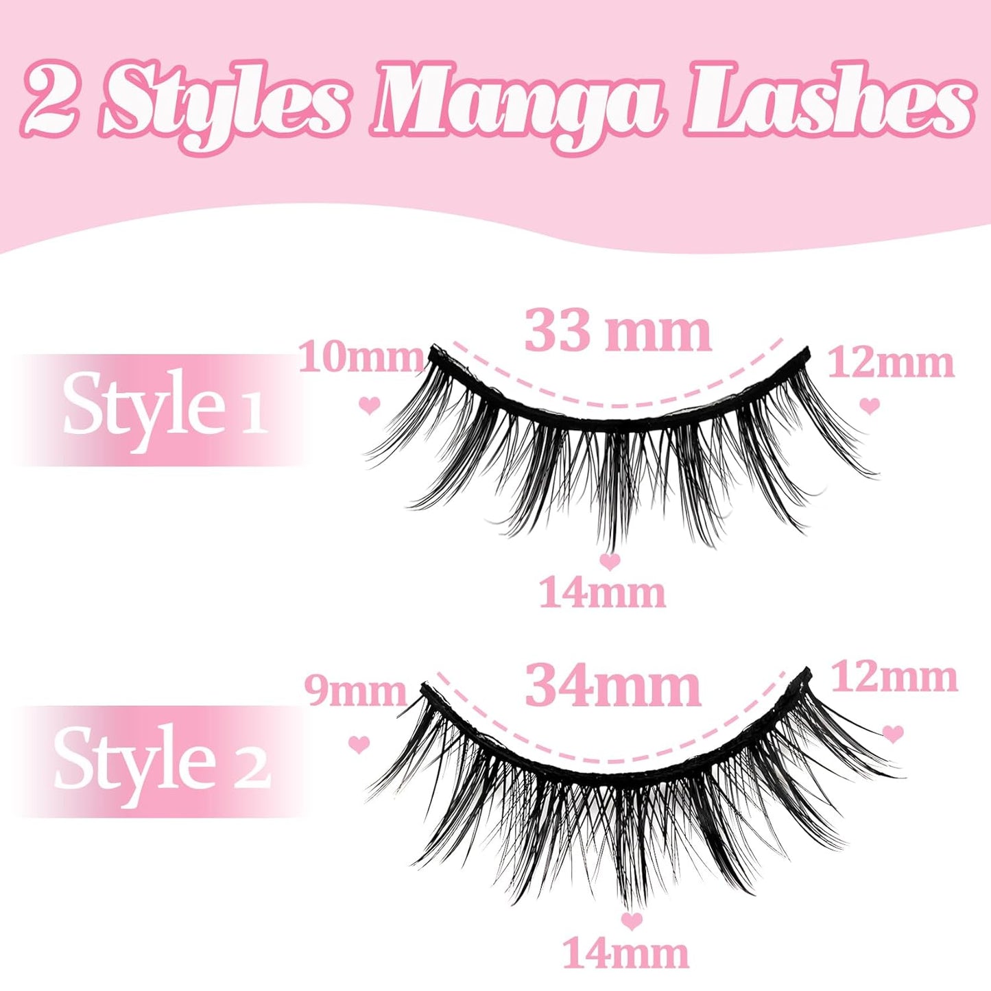 Losha Manga Lashes Natural Look Wispy False Eyelashes 20 Pairs 2 Styles Mixed Soft Fake Eye Lashes Pack Vegan Asian Anime Eyelashes (20P-Manga)