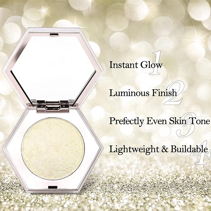 Erinde Champagne Gold Face Highlighter Makeup Palette, Shimmer Diamond Glitter Highlighter Powder for Face Body, Face Highlighters Makeup & luminizers Palette, Long-Lasting Lightweight, 03#