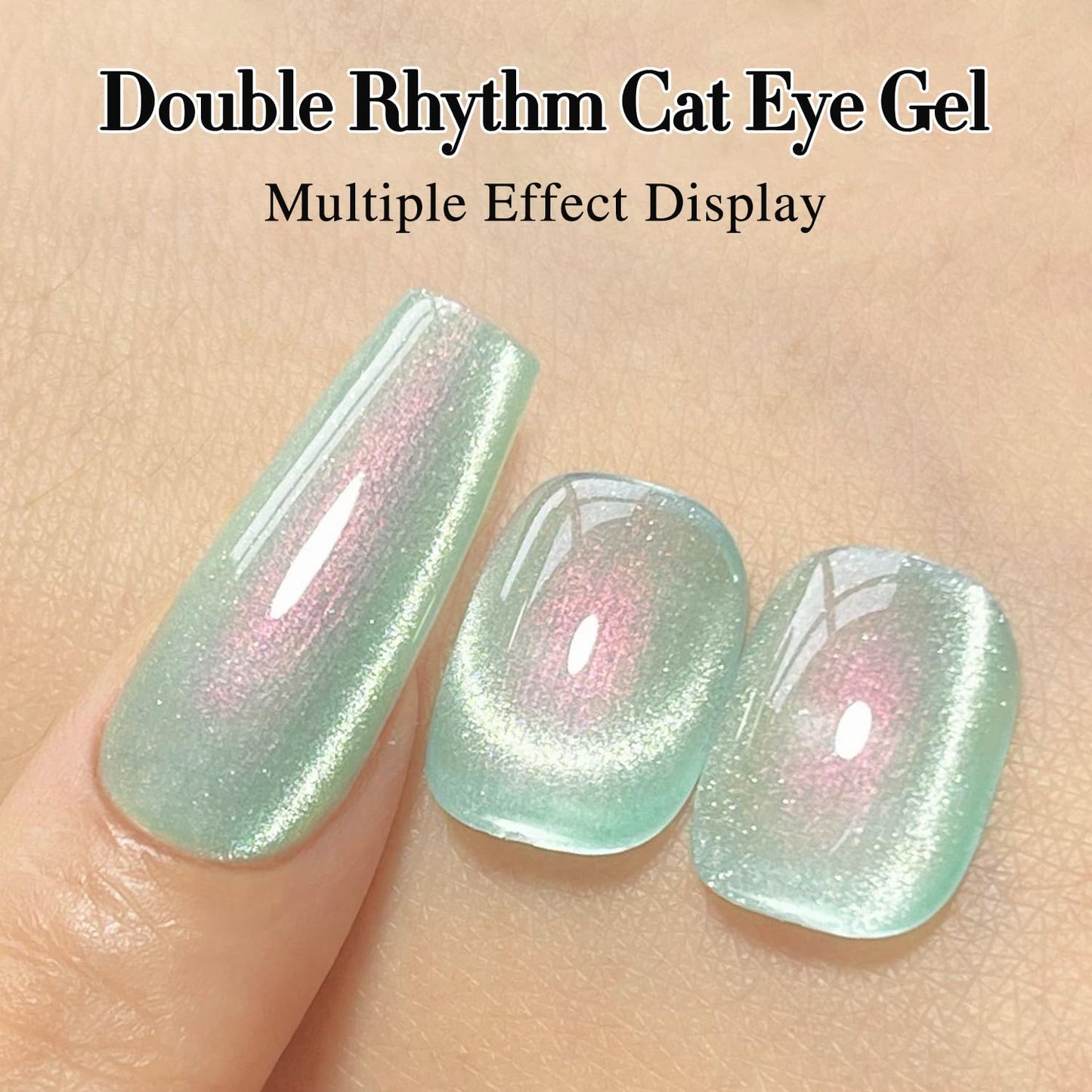 Double Rhythm 0.5 OZ Cat Eye Gel Polish with Magnet 15ML Holographic Glitter Shimmer Translucent Jelly Color Magnetic Polish Salon DIY at Home (MC1005)