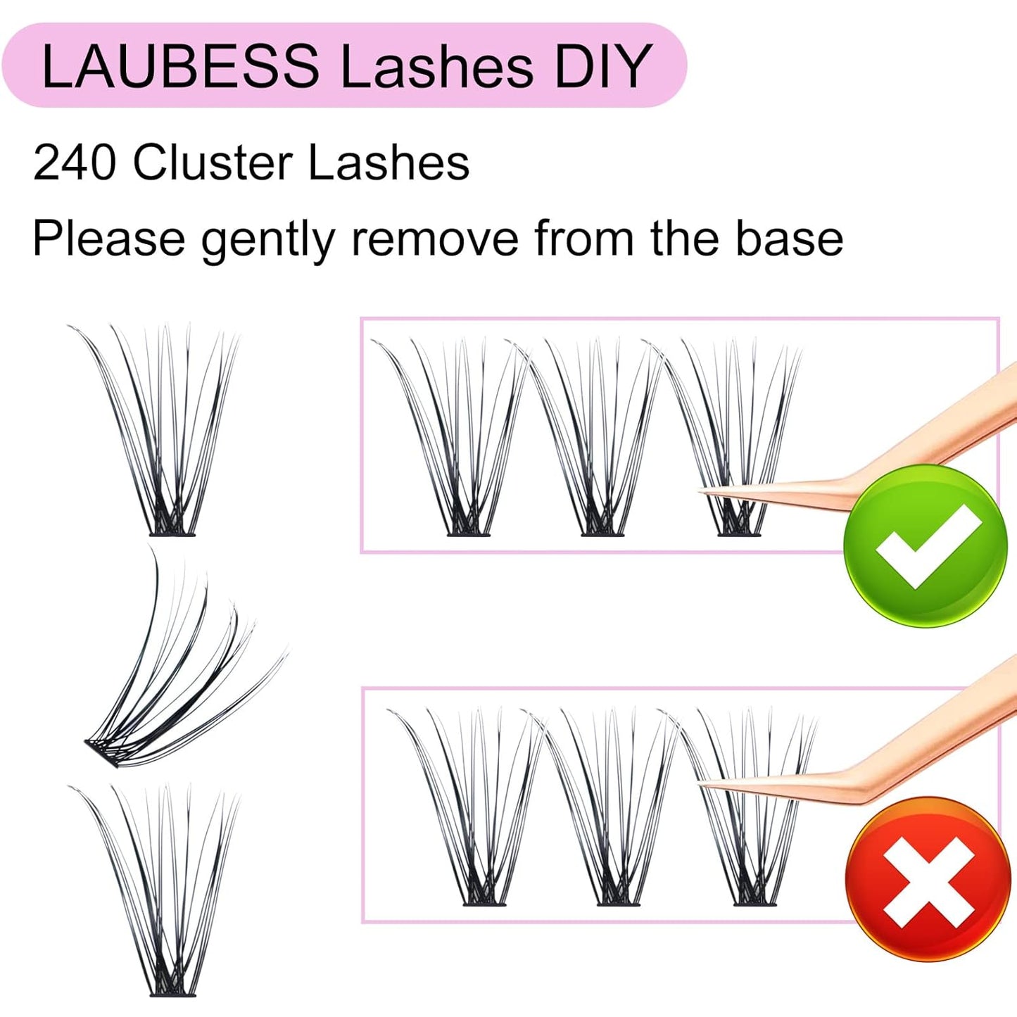 Lash Clusters LAUBESS Individual Lashes Waterproof Eyelash Clusters Mixed Tray Cluster Eyelash Extensions Soft Cluster Lashes for Beginners(20D-0.07D-14)
