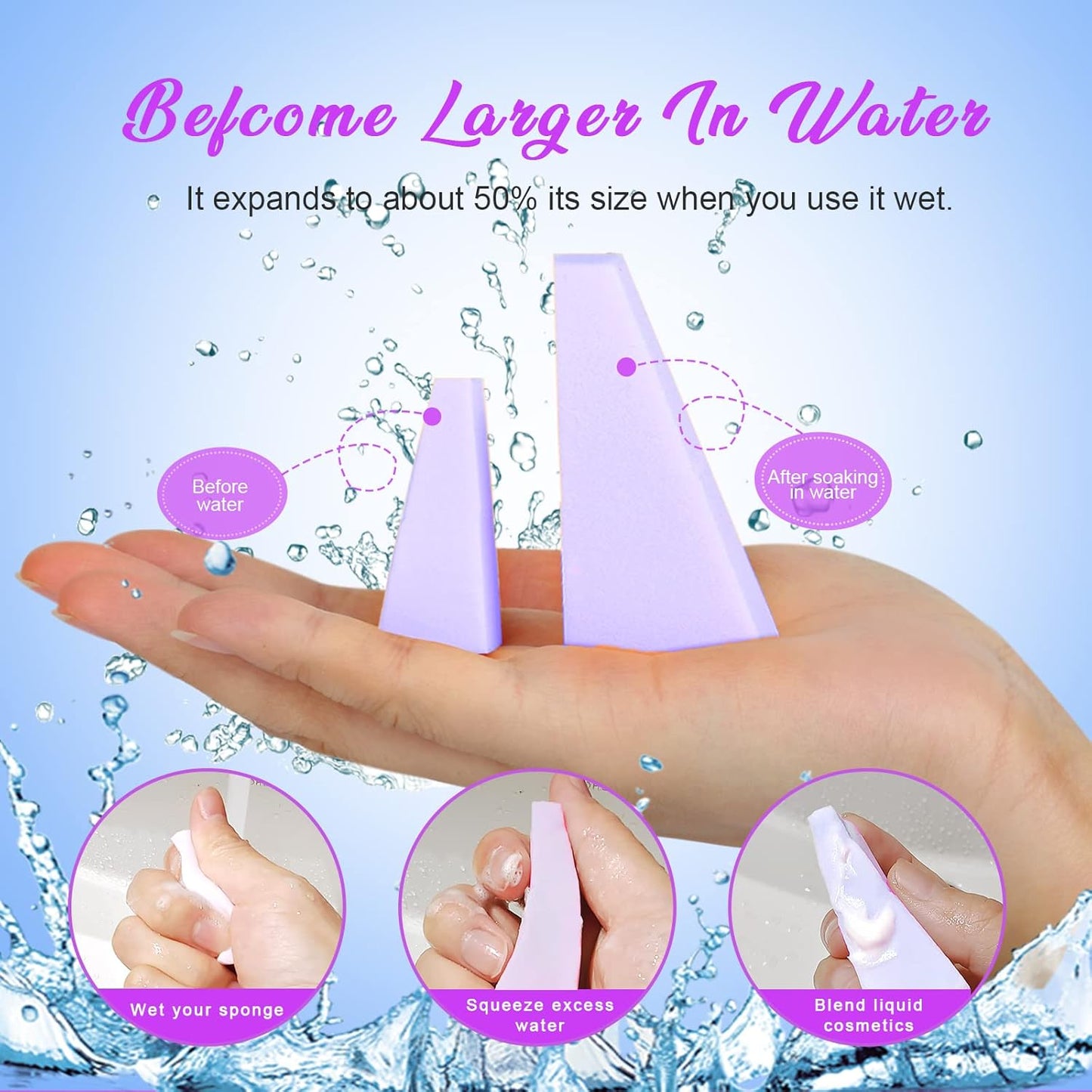 Teenitor Makeup Sponge Mini Applicator Wedges, 48 Pieces Cosmetic Wedges Beauty Blender Sponges, Wedge Beauty Sponge Disposable Makeup Applicator For Foundation Liquid Cream Latex Free