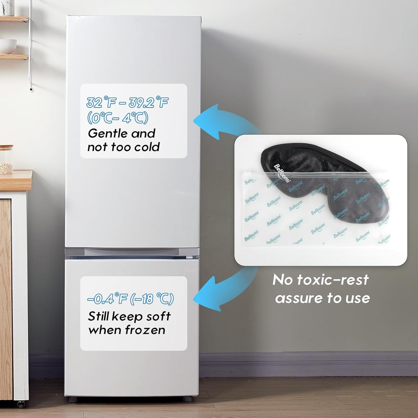 Cooling Eye Mask, Gel Eye Mask Cold Eye Ice Pack, Reusable Ice Mask, Cool Relaxation, No Freeze, Comfort Snug Fit, Cold Eye Compress for Home Spa, Office, Morning Refreshment, Black