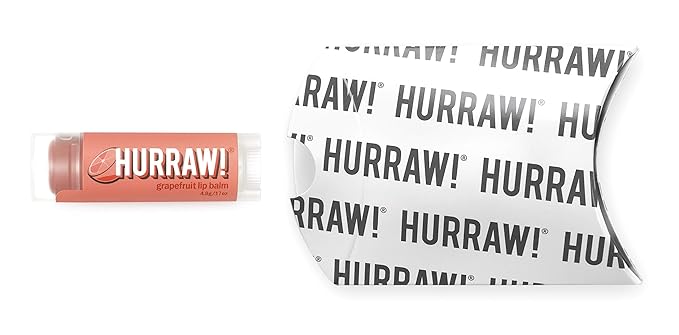 Hurraw! Grapefruit Lip Balm: Organic, Certified Vegan, Cruelty and Gluten Free. Non-GMO, 100% Natural Ingredients. Bee, Shea, Soy and Palm Free. Made in USA