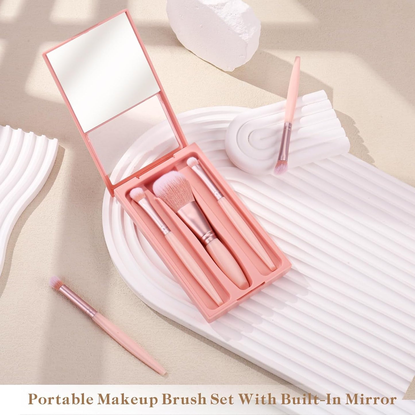 Mini Makeup Brushes Travel Set - Eyeshadow & Eye Shadow Brushes, Travel Makeup Brush Case