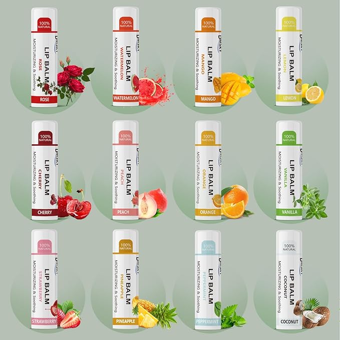 Dmsky Lip Balm Bulk, Fruit Lip Balm Variety Pack, Hydrating Lip Balm for Men Women Kids, 0.15 Oz, 360 count (Pack of 1)