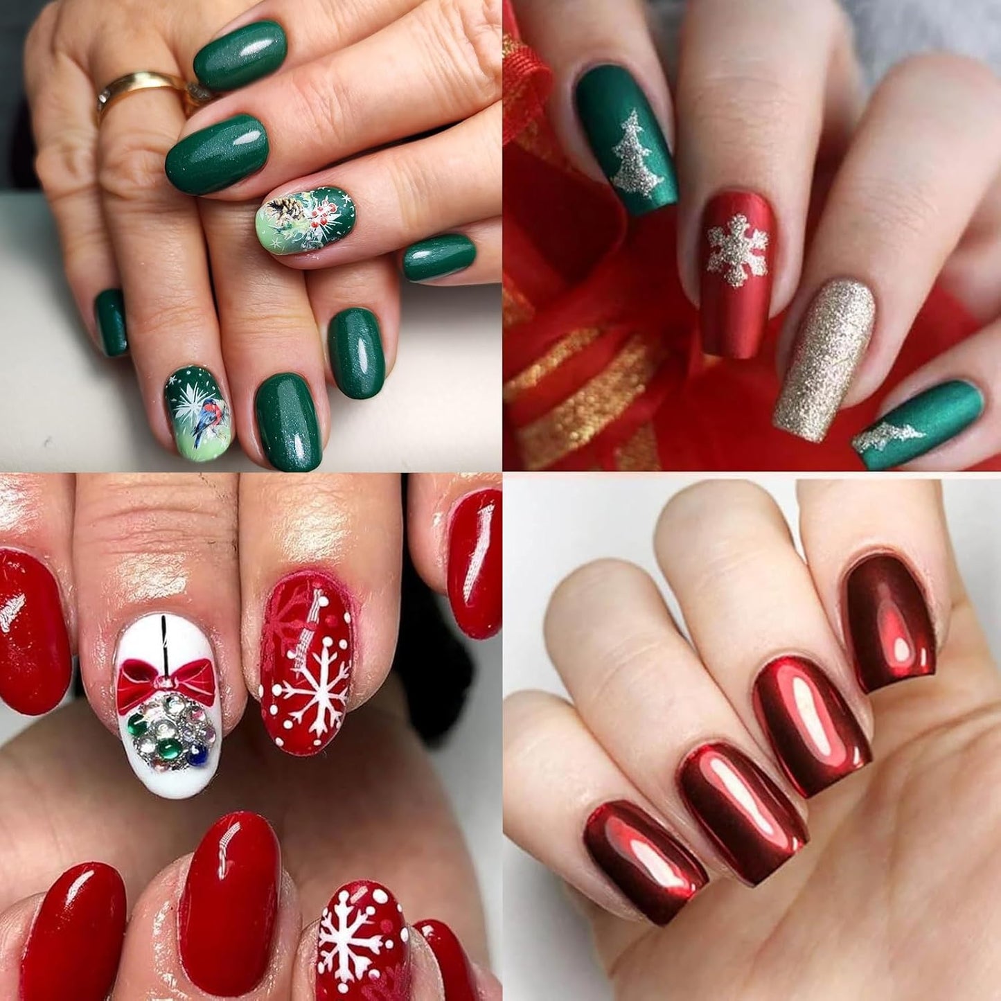 6 Box Chrome Nail Powder, Chrome Effect Nail Powder Set, Shiny Nail Glitter Powder with Magic Mirror Effect for Nail Art Design Decoration(Christmas Color Series)