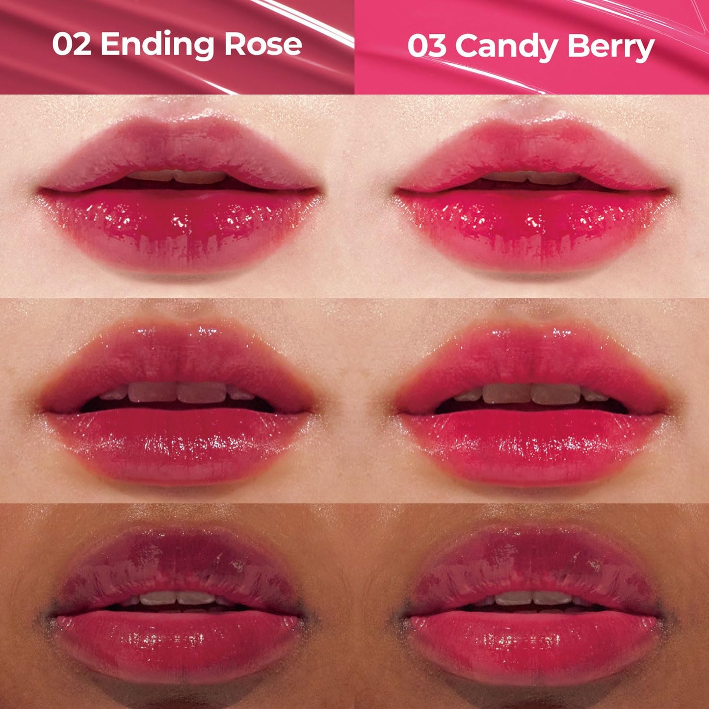 Pudding Glow Korean Lip Tint | Natural Lip Stain | Gloss to Stain | Long-Lasting & Non-Sticky | Lightweight Lip Tint 0.14 oz. (02 ENDING ROSE+03 CANDY BERRY)