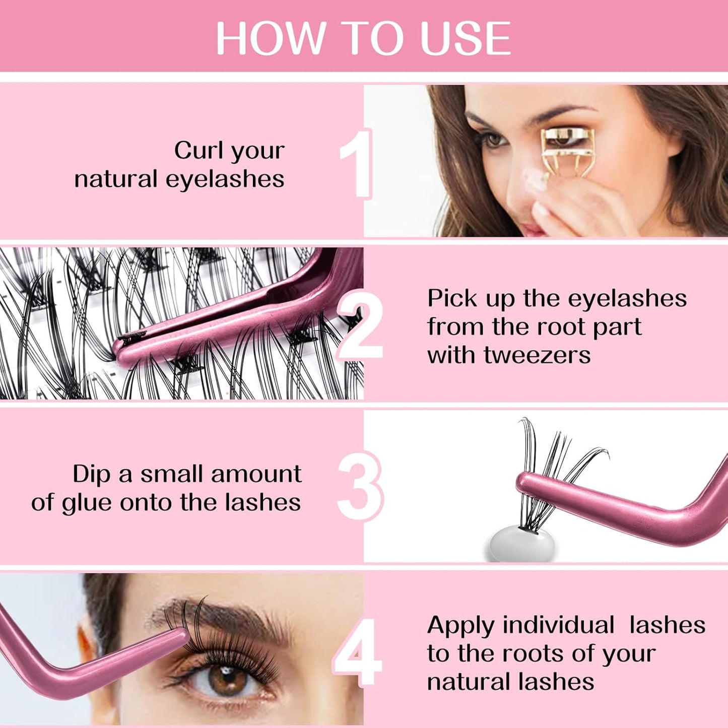 280 Mix Length & Curl Lash Set: Wispy 10D, 20D, C & D Curl - Cluster, DIY At Home