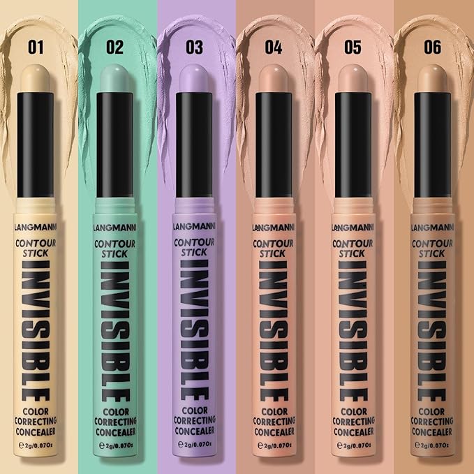 LANGMANNI Multi-Use Face Contour Stick,Highlighter & Concealer Stick, Combo Use For Correcting Color Balancing (#03+#04+#05+#06, 4 Count (Pack of 1))
