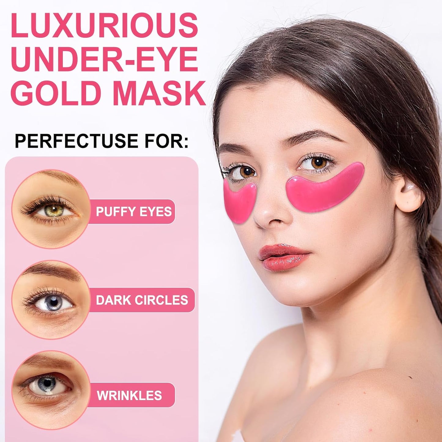 Eye Mask - 15 Pairs Rose Under Eye Patches Skin Care Products - Eye Masks Skincare for Dark Circles and Puffiness, Reduce Wrinkles, Eye Bags and Fine Lines, for Women and Man, with Hair Clips