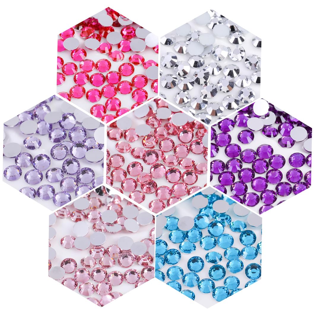 1500 Pieces SS16 4mm Flatback Rhinestones Clear Glass Round Gems Crystals for Nail Art DIY Crafts Clothes Shoes Bags （Light Rose Red）