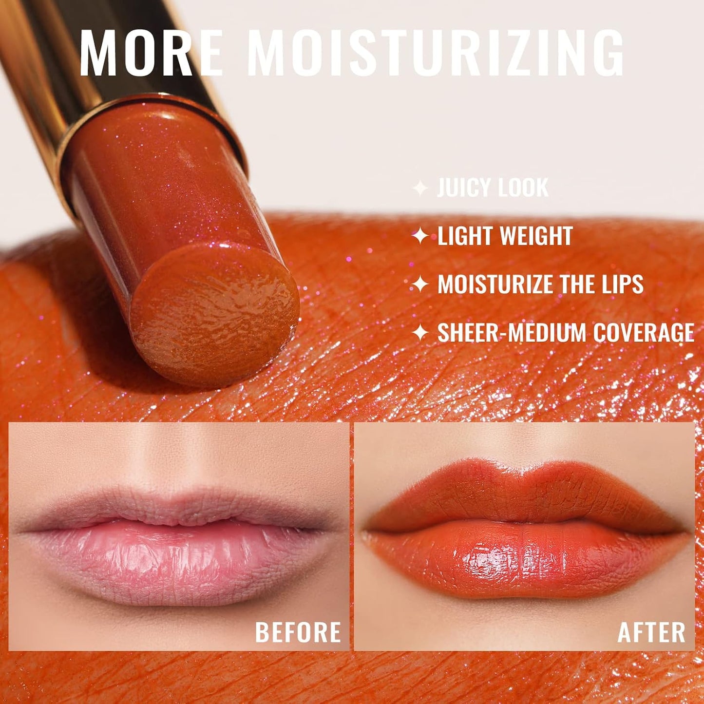 Oulac Moisture Shine Bright Red Lipstick - 2 in 1 Shimmer Lipstick & Lip Balm, Juicy & Glossy Finish, Long Lasting Hydrating, Smooth for Dry, Cracked and Chapped Lips, Vegan 2.2g/0.07oz (S01)