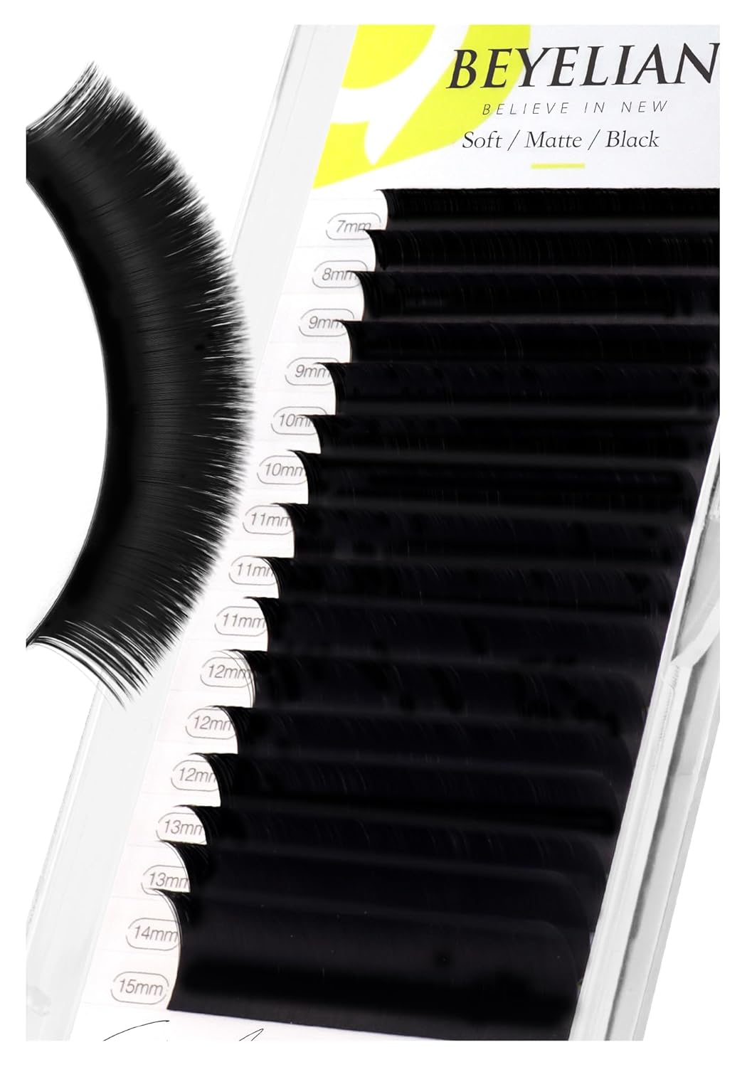 BEYELIAN Eyelash Extension Natural Matte Black 0.20 D Curl 7-15mm Mixed Tray Easy Fan Lash Extensions Volume Lashes Professional Use (0.20 D 7-15mm Mix)
