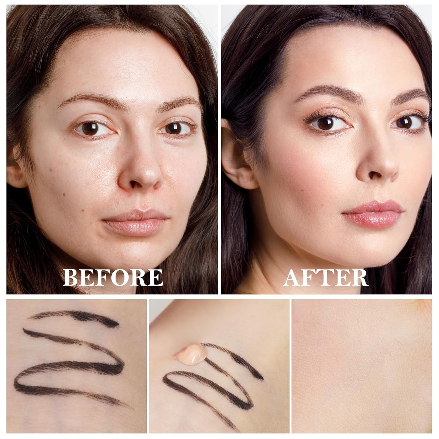 2pcs Liquid Concealer Set with Brush,Full Cover,Concealer Wand with Matte Finish,Corrects，Covers，Long Wear Up to 24hr