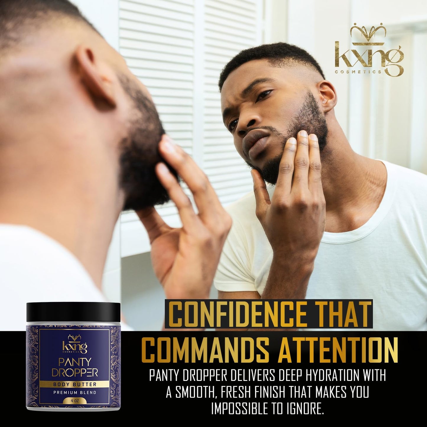 KXNG Cosmetics, Body Butter, Organic Skin Care for Men and Women, Body Moisturizer Lotions and Creams, Raw Shea Butter, Cocoa Butter, Mango, Coconut Oil, Hand, Foot, All Skin Types (Panty Dropper)