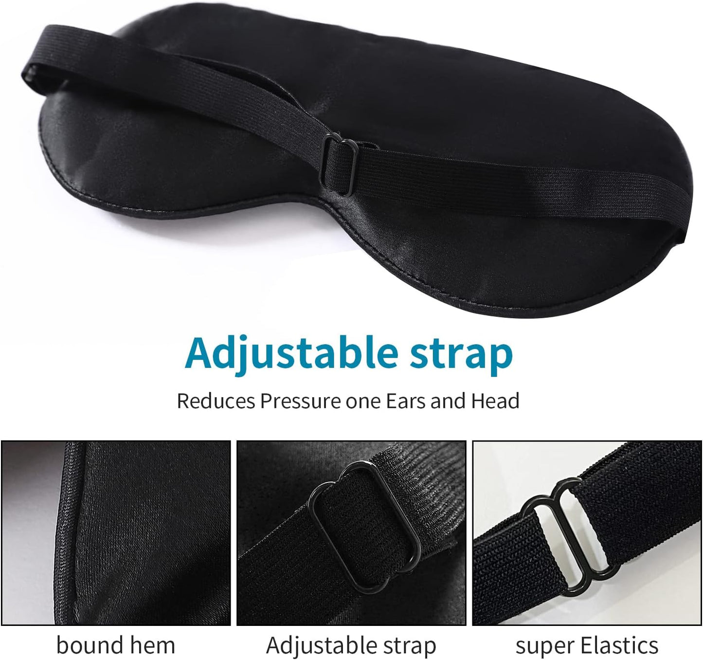 2-Pack 100% Real Natural Silk Eye Mask, Silk Sleeping Mask, Shade Puffy Eye Gift with Adjustable Straps, Sleep Eye Mask, SHJINJU Eye Mask Shade (Black and Leather Powder)