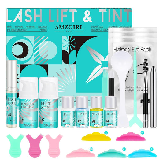 Lash Lift, Eyelash Perm Kit & Black Brow Lamination Kit, Natural Eyelash Curling Lash Extension Set, Lash Perm Kit Detailed Instruction and Complete Tools Achieve Salon-Quality
