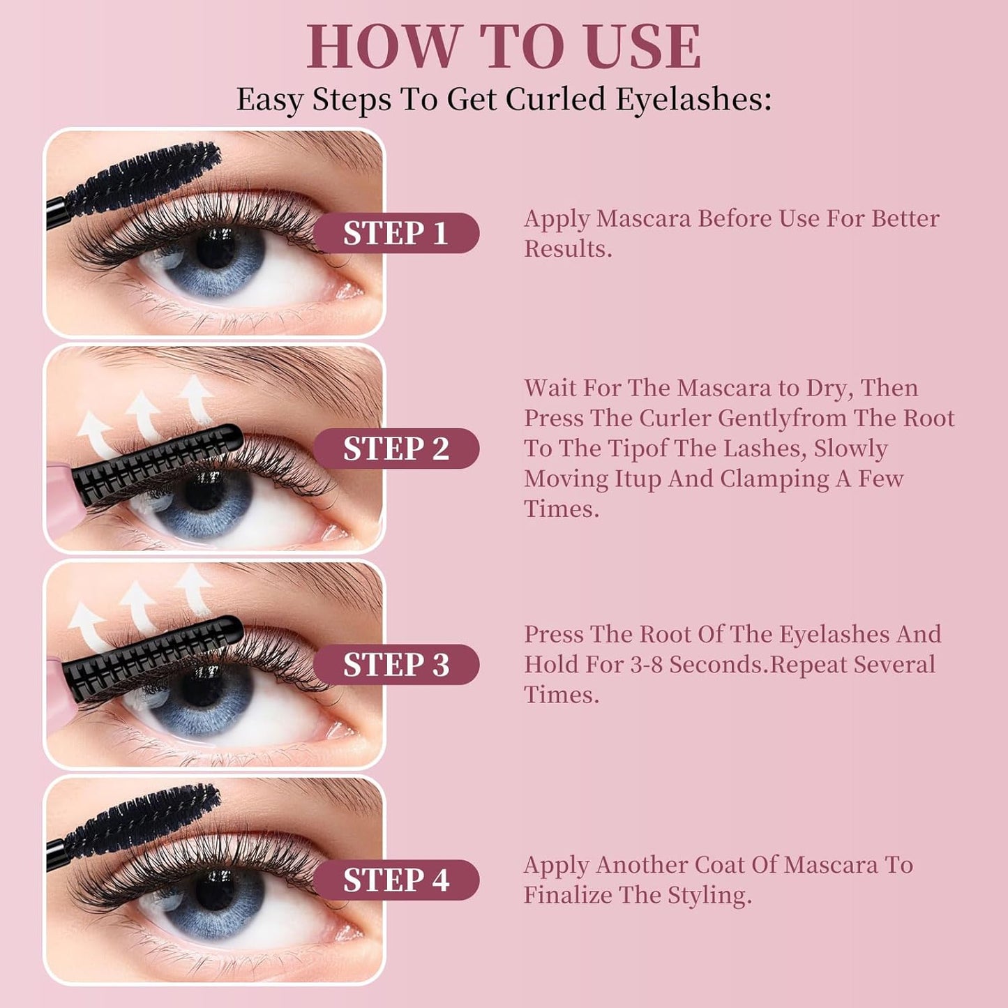 Heated Eyelash Curler, Electric Eyelash Curler–3 Temperature Settings Rechargeable Electric Lash Curler with LED Display and Anti-Burn Design, 10s Fast Heat-Up & 24H Natural Curl