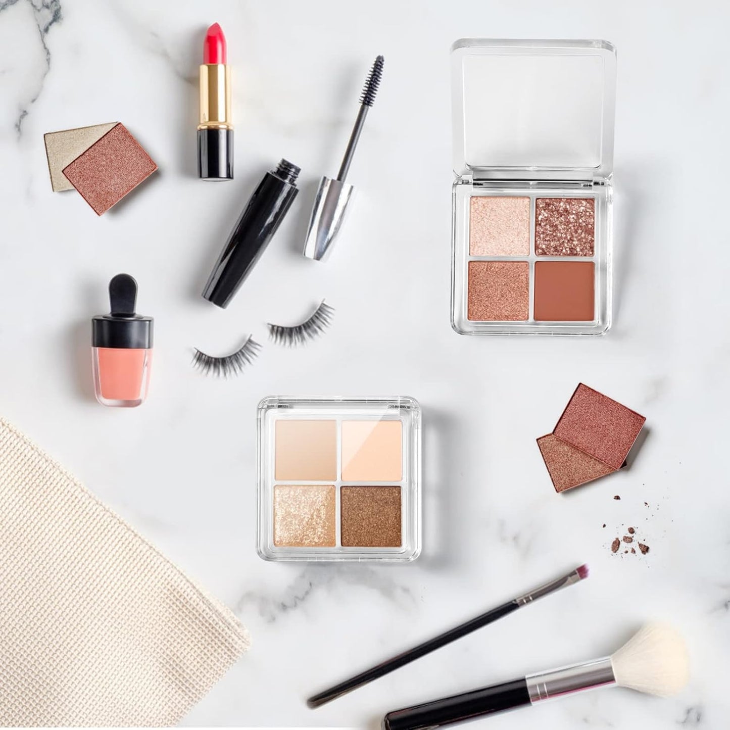 Beaupretty 8 Pieces Empty Eyeshadow Pallet 4 Grids Eye Shadow Lipstick Storage Case Box Clear Makeup DIY Cosmetic Organizer Container