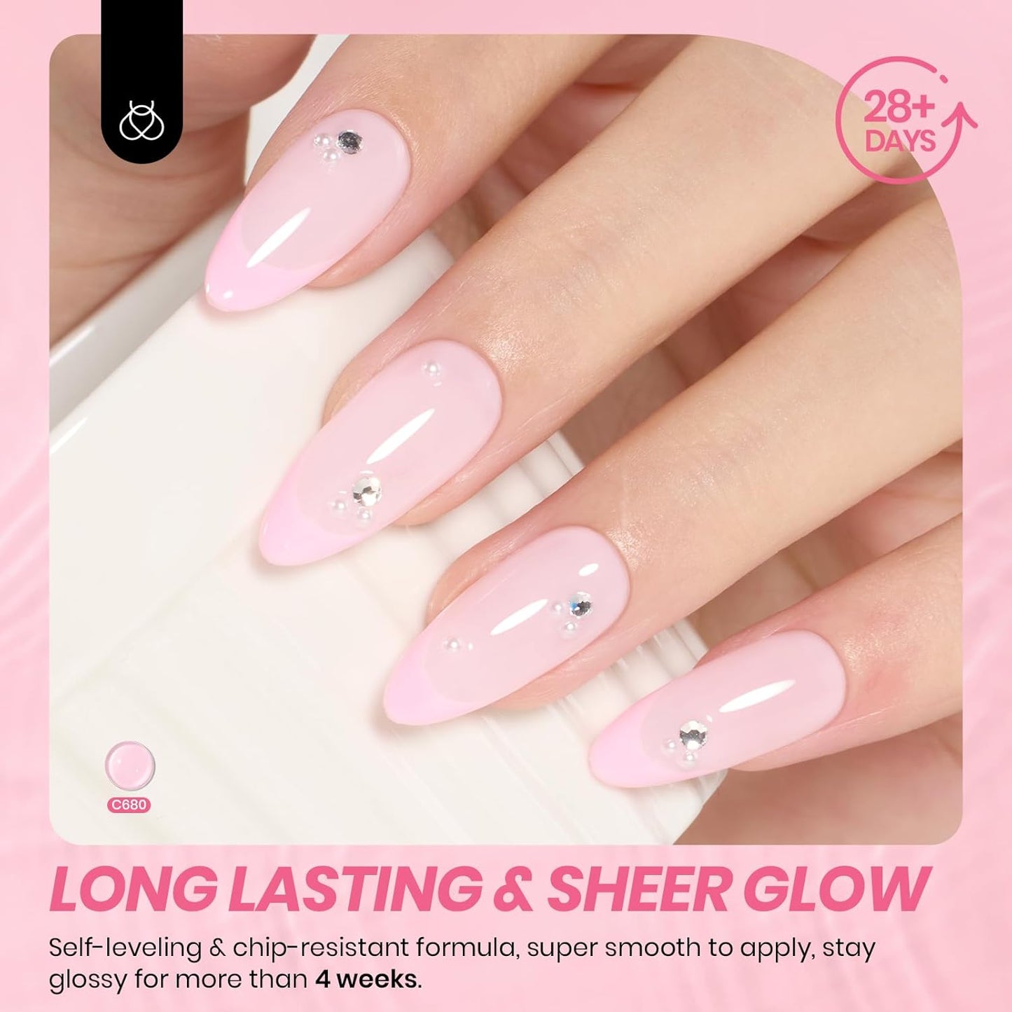 Beetles Nude Gel Nail Polish - 15ml Nude Pink Natural Gel Polish Nail Concealer Ballet Pink Jelly Gel Polish Sheer Translucent Soak Off UV Nail Art DIY Salon Home Manicure Gift for Girls Women