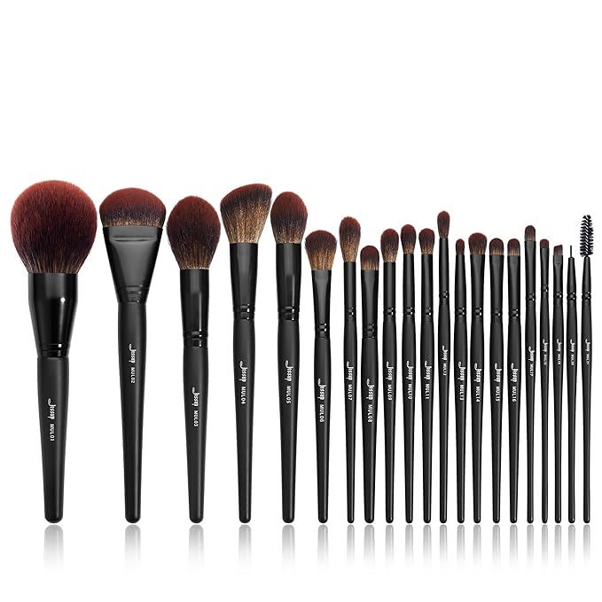 Jessup Makeup Brushes Set Premium Synthetic Powder Foundation Highlight Concealer Eyeshadow Blending Eyebrow Liner Spoolie Brush Set Black 21pcs T271