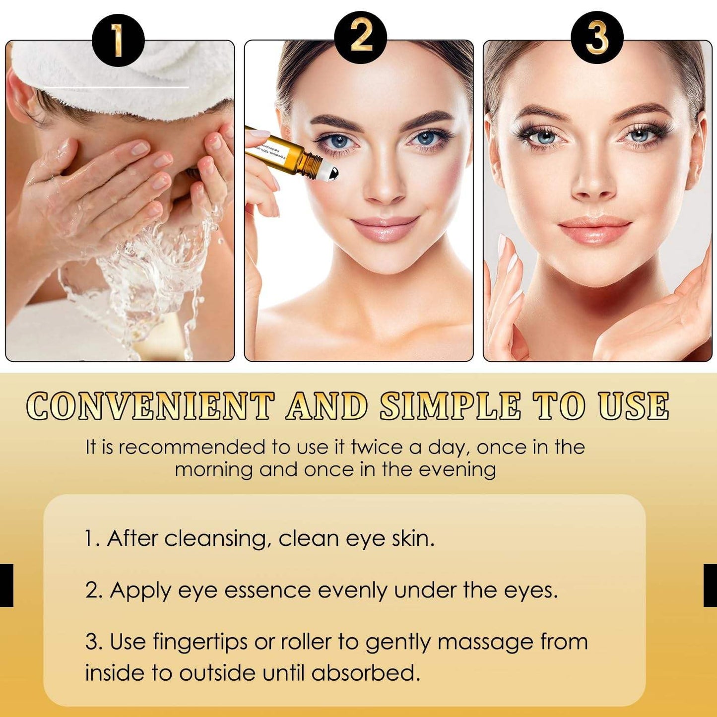 Time Eraser Oil, 2PCS Time Eraser Roller Ball Castor Oil, Time Eraser for Puffy Eye Bags Fine Lines Dark Circles Wrinkles with 360° Eye Roller Massage Ball