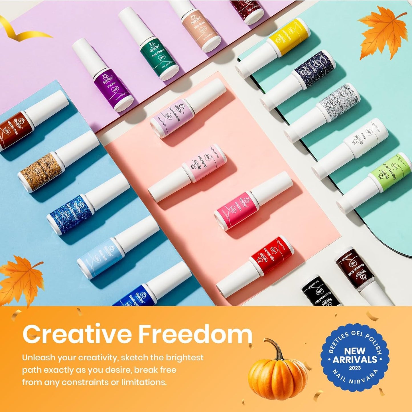 Beetles French Tip Gel Liner Nail Polish Set- 20 Colors Nail Art Polish Brown Glitter Pink Blue White Red Purple Swirl Gel Nails Polish Nails Art Painted Build in Thin Brush Manicure Gifts for Women