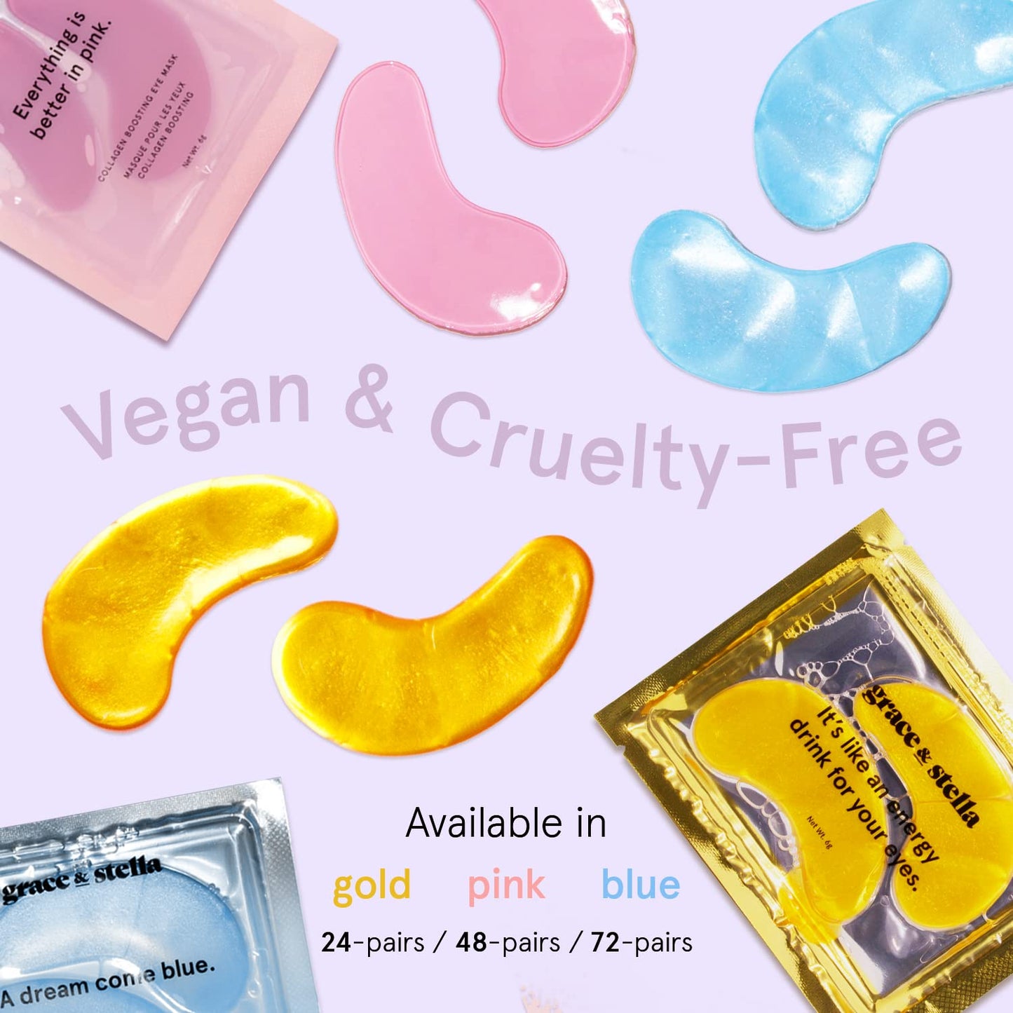 grace & stella Award Winning Under Eye Mask (Pink, 48 Pairs) Reduce Dark Circles, Puffy Eyes, Undereye Bags, Wrinkles - Gel Under Eye Patches - Gifts for Girlfriend - Vegan Cruelty-Free Self Care