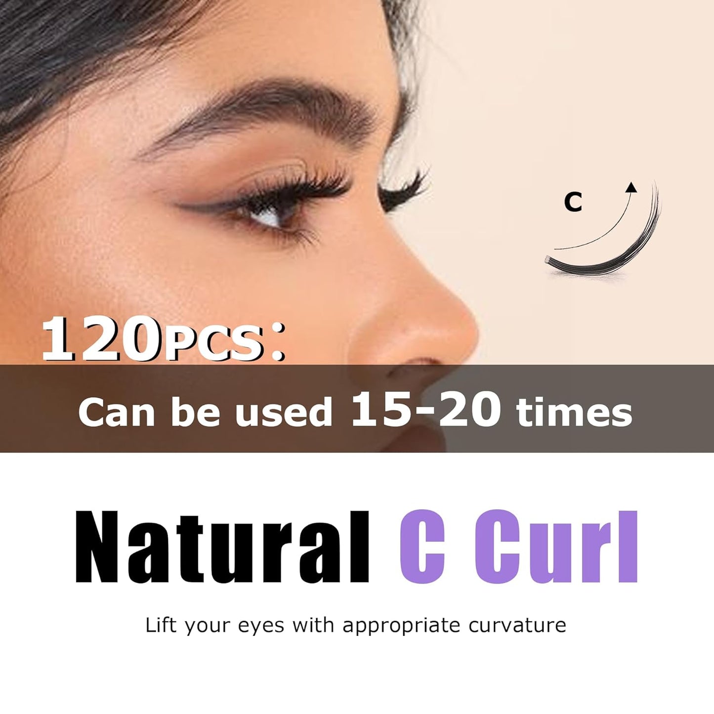 GAQQI Lash Clusters, Eyelash Clusters 120PCS C Curl Individual Lashes, Wispy Cluster Eyelash Extension 14mm Only, Natural Looking Cluster Lashes （GQ03, C Curl, 14mm)