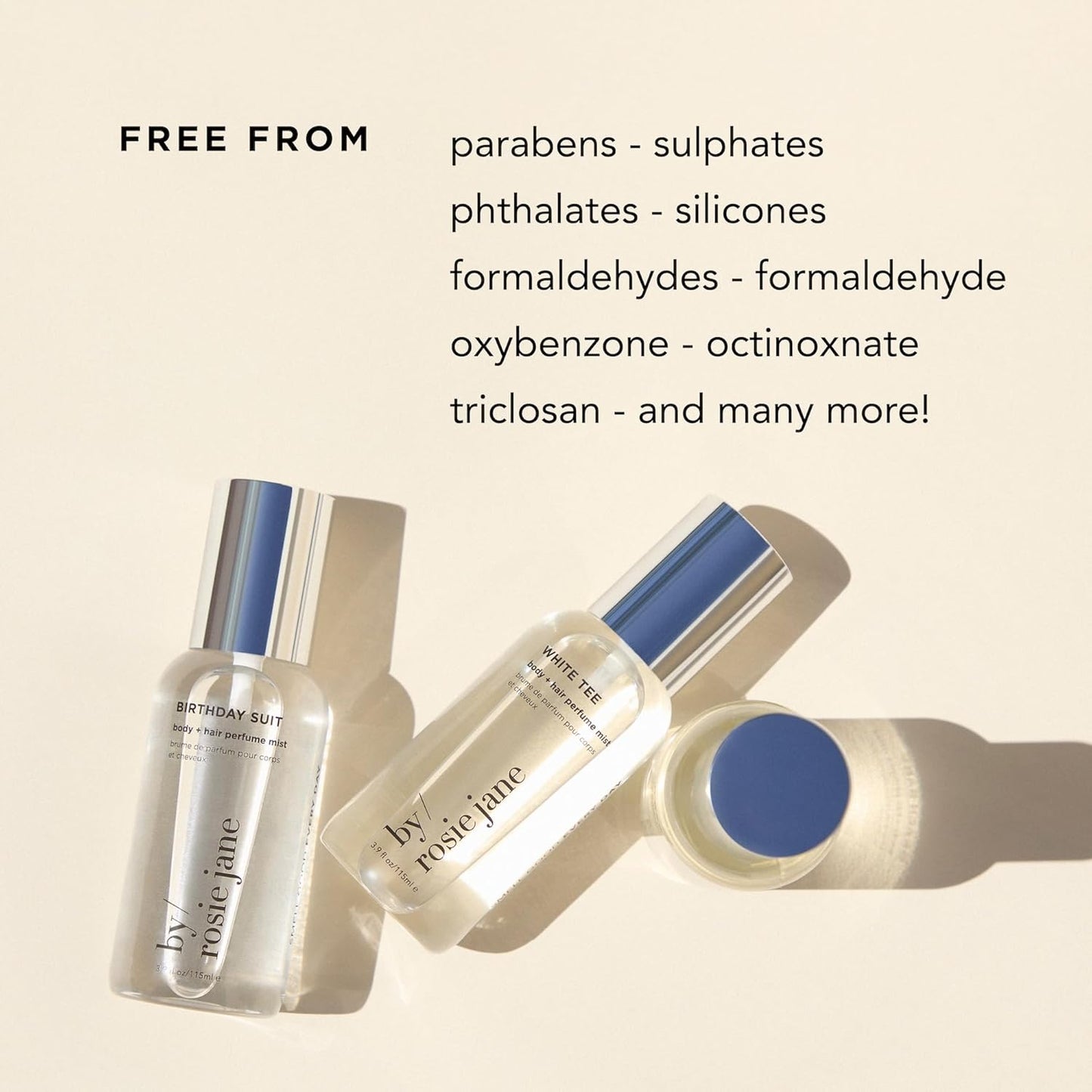 By Rosie Jane Body & Hair Perfume Mist (Beach Baby) - Clean Hair & Body Mist for Women - With Notes of Orange Spritz, Ocean Water & Ylang Ylang (115ml)