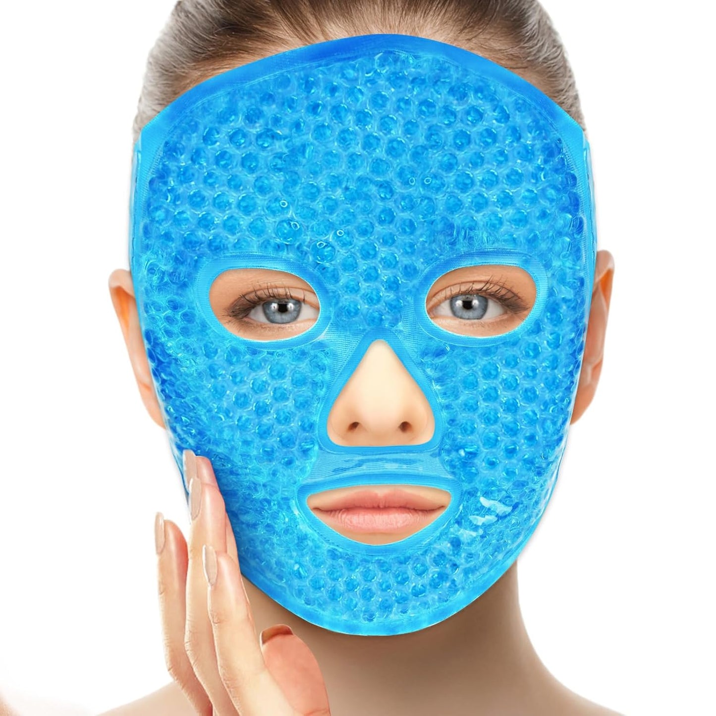 Ice Pack Cold Face, Eye Masks Reduce Face Puff, Dark Circles, Reusable Cold Hot Gel Face Eye Mask, Suitable for Women Facial SPA, Ice Face Mask for Sleeping, Headaches (Blue Updated)