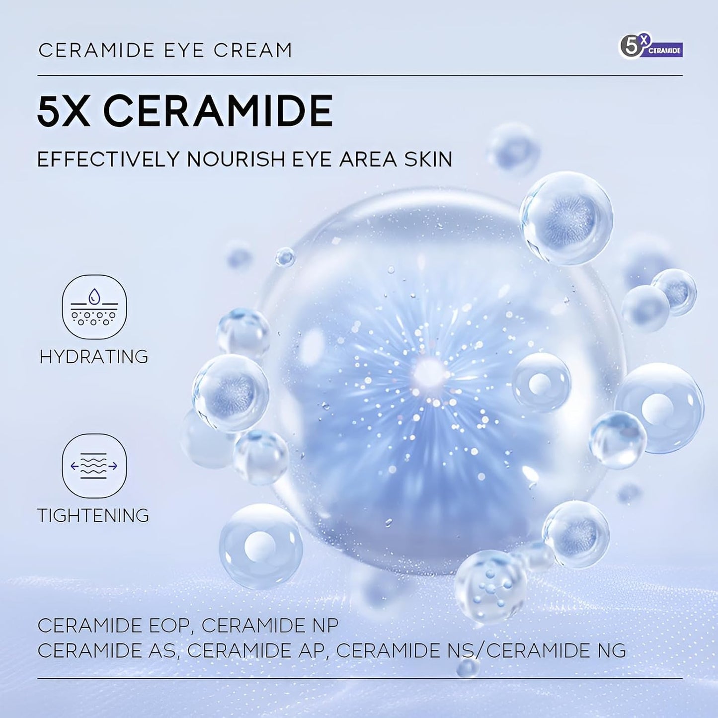Ceramide Eye Cream, Under Eye Cream for Dark Circles & Puffiness, Reduce Wrinkles & Fine Lines, Tightens, Smoothes and Lift Eye Cream Treatment for Women, All Skin Types 0.53oz, 2 Pack