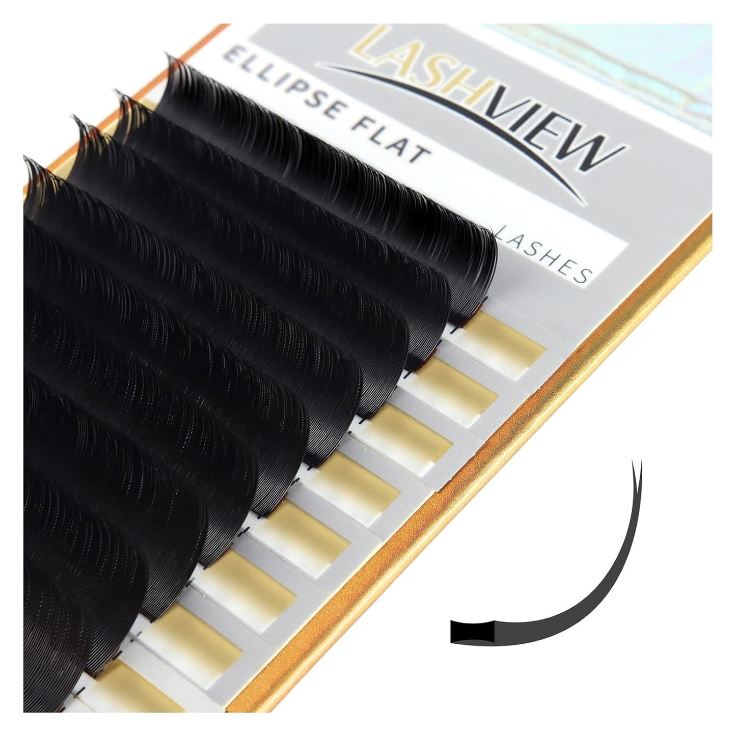 LASHVIEW Eyelash Extension - Ellipse Flat Eyelash Extensions, Individual Lashes, 0.15mm C Curl 11mm, Semi-Permanent, Extremely Light & Soft, Professional Salon Use