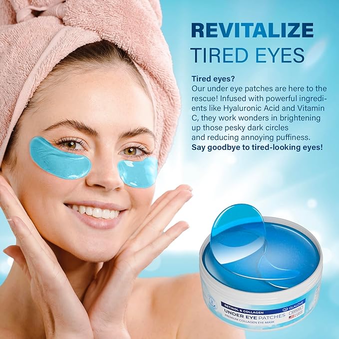 Under Eye Patches for Dark Circles: 60 Count Retinol Collagen Eye Gels Pads - Reduce Wrinkles, Puffy Eyes, Eye Bags - Skin Treatment Mask for Anti Aging & Face Moisturizer 1