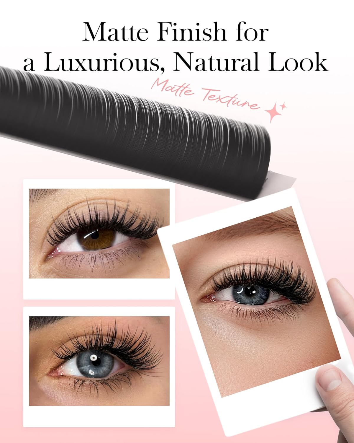 BEYELIAN Flat Eyelash Extension, Ellipse Lash Extensions 0.20 C Curl 11mm 16 Rows Matte Black Eyelash Extension Supplies Classic Lash Extensions Individual Eyelashes Salon Use