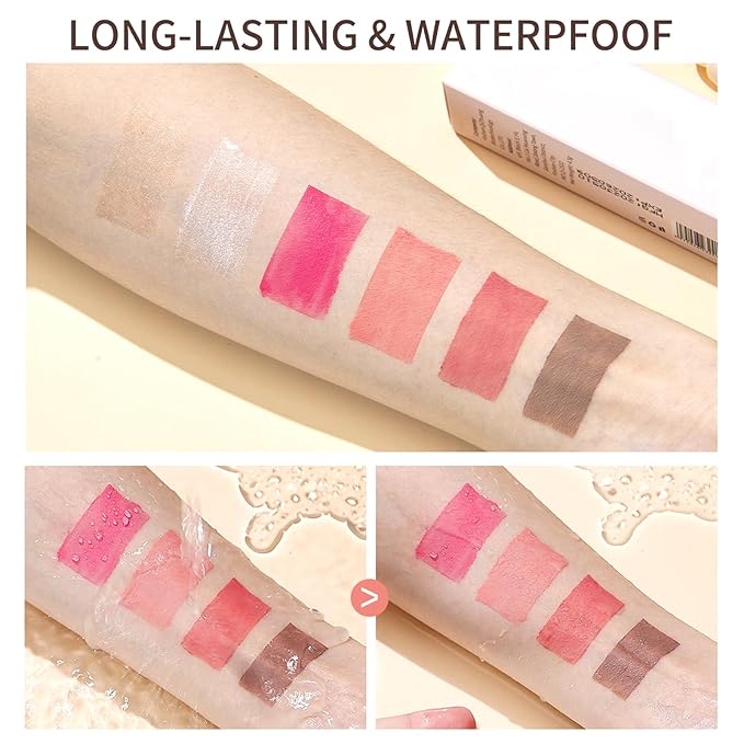 Erinde 3 Colors Liquid Highlighter Blush Contour Set, Natural Matte Face Blush Bronzer, Natural Glossy Liquid Illuminator for Face and Body, Lightweight Blendable Silky Smooth Texture, Cruelty-free