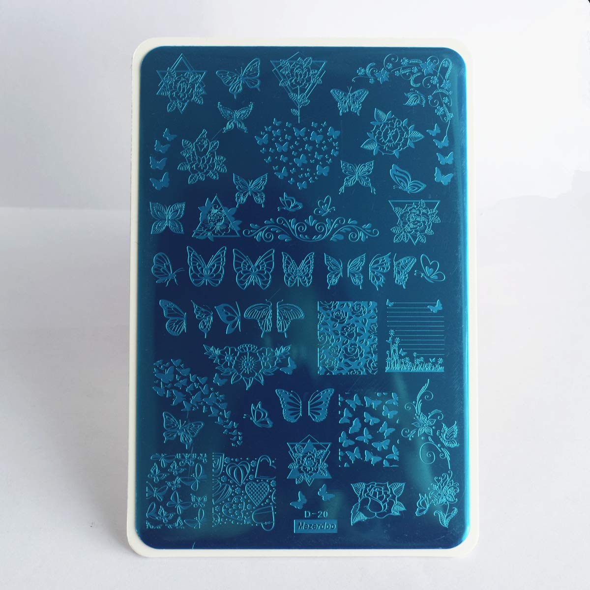 2Pcs Butterfly Rose Steel Nail Stamping Plates Flower Leaf Image Geometric Polish Stencil Accessories Tool 14.5×9.5cm Big Size Nail Art Template