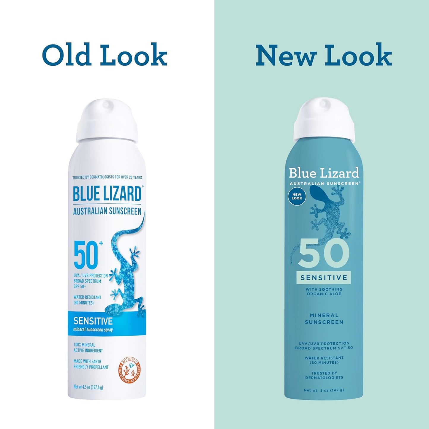 Blue Lizard Sensitive Mineral SPF 50 Spray, Dermatologist-Recommended Brand, Broad-Spectrum UVA/UVB Protection, Water-Resistant, Zinc Oxide Formula, 5 oz