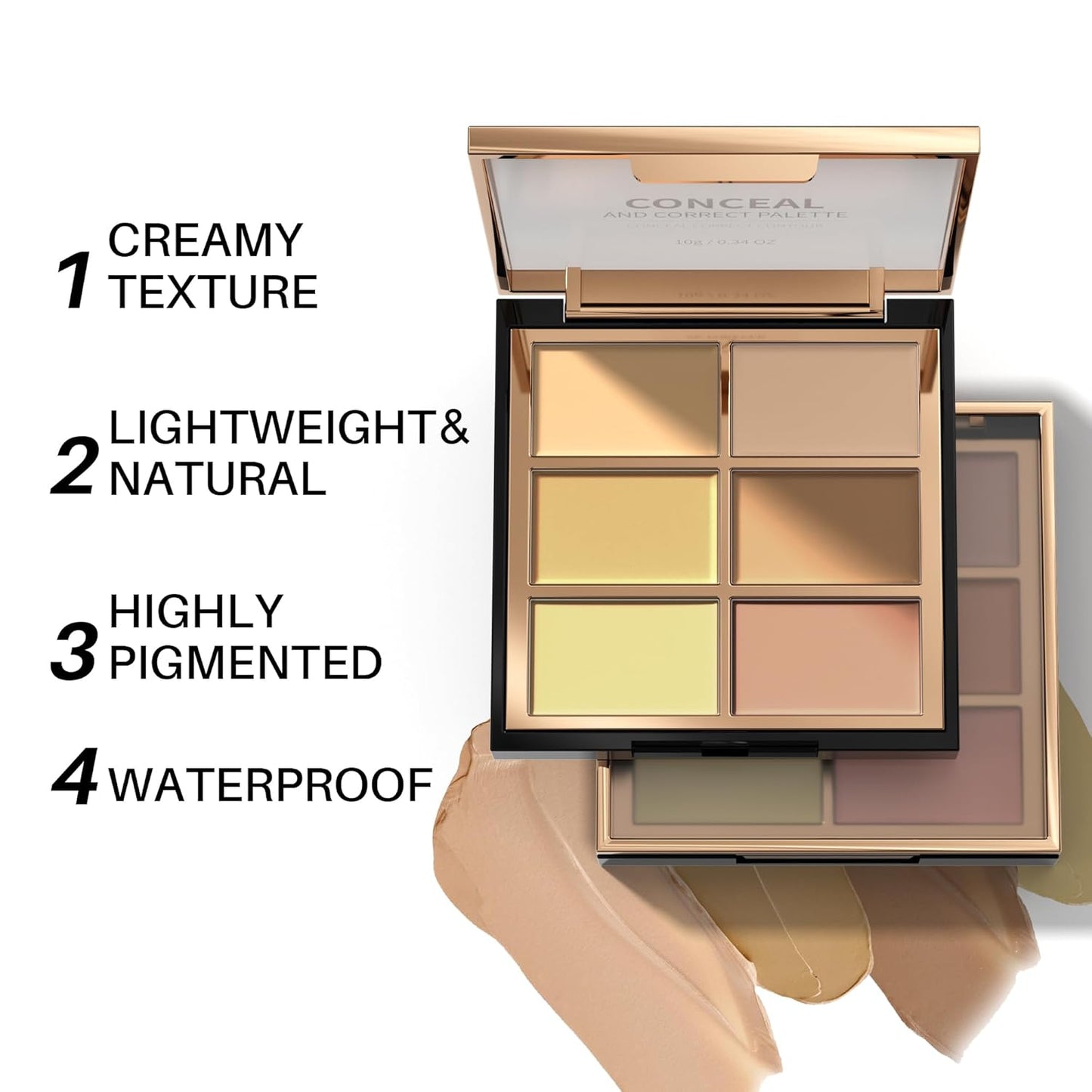 FV 6 Colors Cream Concealer Palette, Full Coverage & Long Lasting Colors Corrector Palette for Dark Circles, Redness, Acne with Natural Finish Cream Foundation Palette, 01 Light Shade