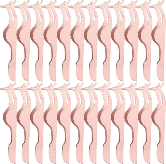 24 Pieces False Eyelashes Applicator Tool Stainless Steel Eyelash Extension Tweezers Remover Clip Tweezers Nipper Eyelash Auxiliary Clip for Women Makeup Application and Removal