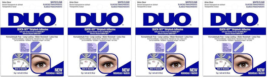 DUO Quick-Set Clear False Strip Lash Adhesive, Dries Invisible 0.18 oz x 4 Packs