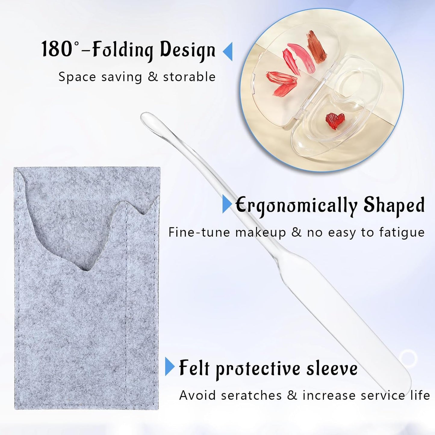 ASTER Clear Makeup Mixing Palette, Hand-Held Makeup Palette Tray for Liquid Foundation, Nail Art Manicure Palette with Mixing Shovel, Acrylic Palette Pigment Palette for Makeup Artist and Beginner