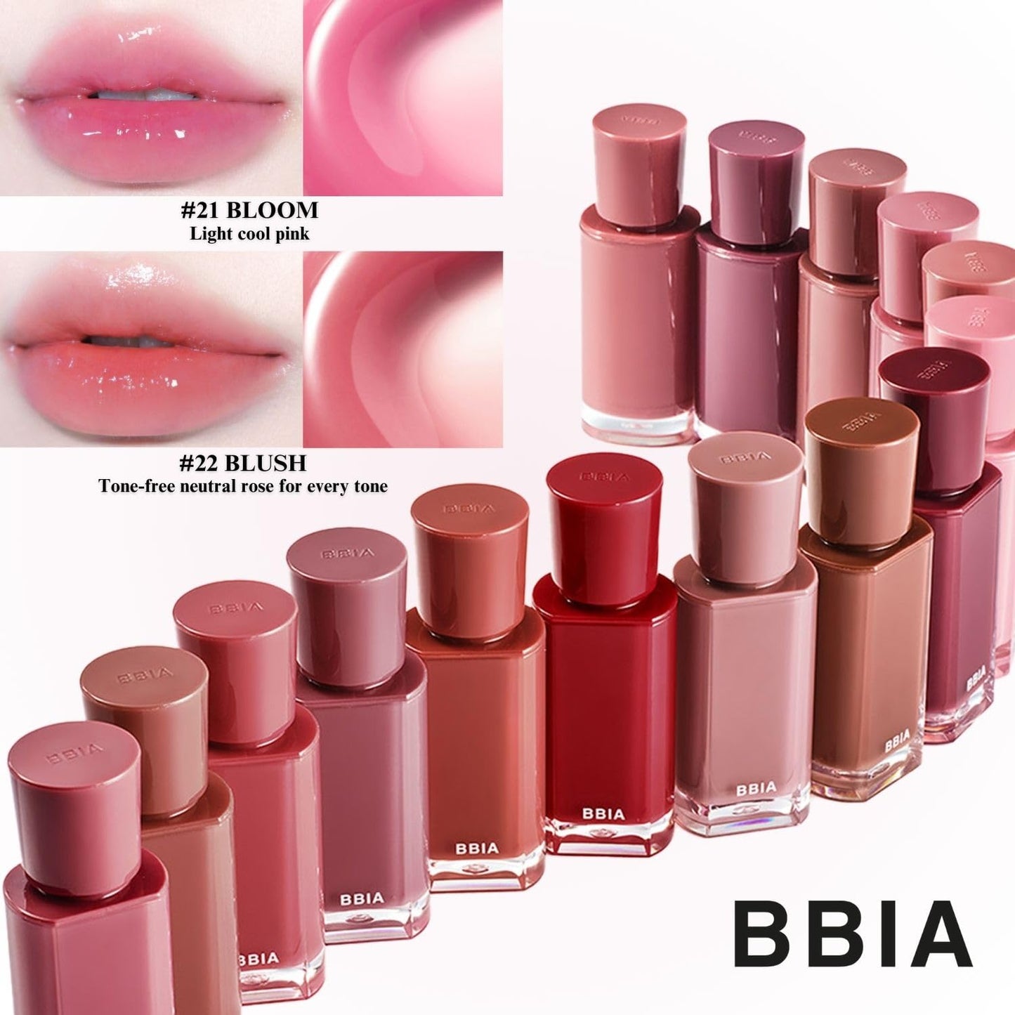 BBIA Glow Tint – Lip Plumping Volumizing Glossy & Glowy Lip Stain Naturally Moisturizing Comfortable Texture Lightweight Long-Lasting Vivid Color Non-Sticky Korean Makeup (21 BLOOM, Pack of 1)
